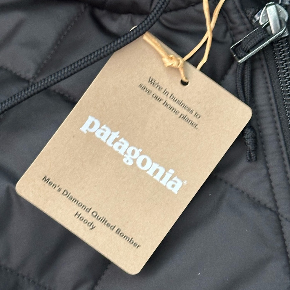 NEW Patagonia Men's Diamond Quilted Bomber Hoody in Black Size Large - Picture 7 of 15